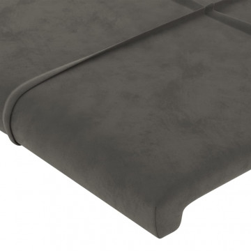 Tăblie de pat cu aripioare gri închis 103x16x118/128 cm catifea - Img 8