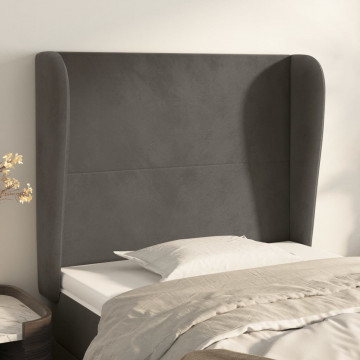 Tăblie de pat cu aripioare gri închis 103x23x118/128 cm catifea - Img 1