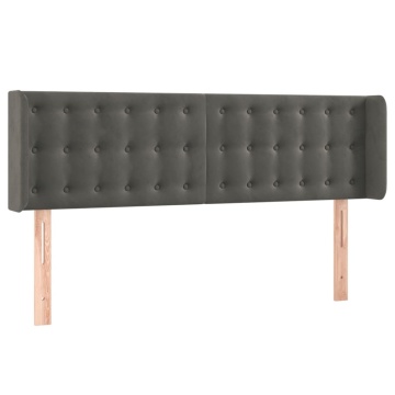 Tăblie de pat cu aripioare gri închis 147x16x78/88 cm catifea - Img 2
