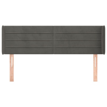 Tăblie de pat cu aripioare gri închis 147x16x78/88 cm catifea - Img 3