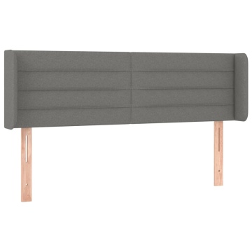 Tăblie de pat cu aripioare gri închis 147x16x78/88 cm textil - Img 2