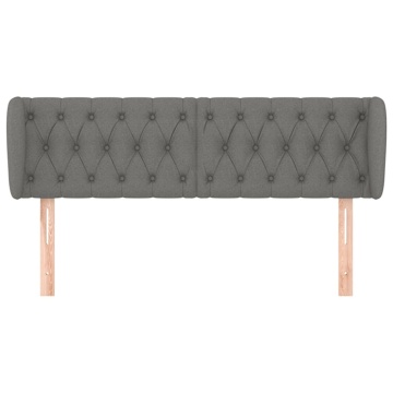 Tăblie de pat cu aripioare gri închis 147x23x78/88 cm textil - Img 3