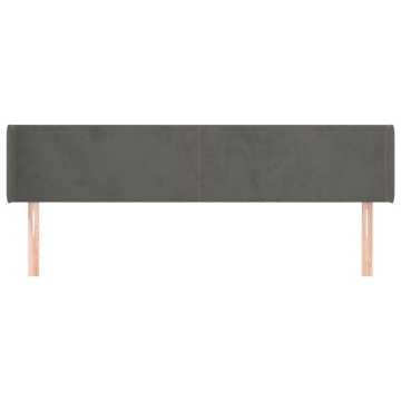 Tăblie de pat cu aripioare gri închis 163x16x78/88 cm catifea - Img 3