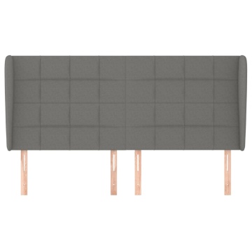 Tăblie de pat cu aripioare gri închis 163x23x118/128 cm textil - Img 3