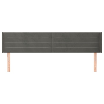 Tăblie de pat cu aripioare gri închis 183x16x78/88 cm catifea - Img 3