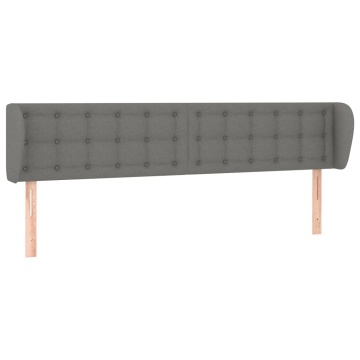 Tăblie de pat cu aripioare gri închis 183x23x78/88 cm textil - Img 2