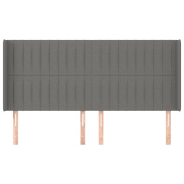 Tăblie de pat cu aripioare gri închis 203x16x118/128 cm textil - Img 3