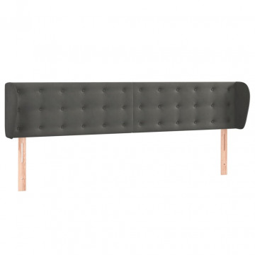 Tăblie de pat cu aripioare gri închis 203x23x78/88 cm catifea - Img 2