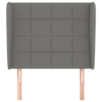 Tăblie de pat cu aripioare gri închis 83x23x118/128 cm textil - Img 3
