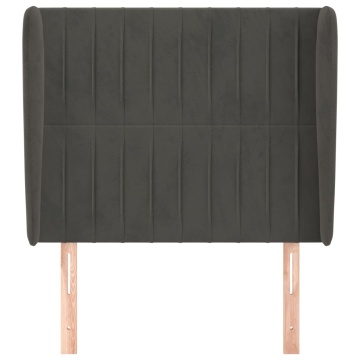 Tăblie de pat cu aripioare gri închis 93x23x118/128 cm catifea - Img 3