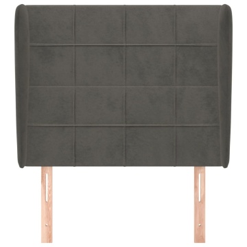Tăblie de pat cu aripioare gri închis 93x23x118/128 cm catifea - Img 3
