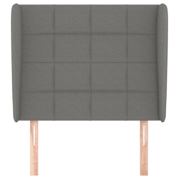 Tăblie de pat cu aripioare gri închis 93x23x118/128 cm textil - Img 3