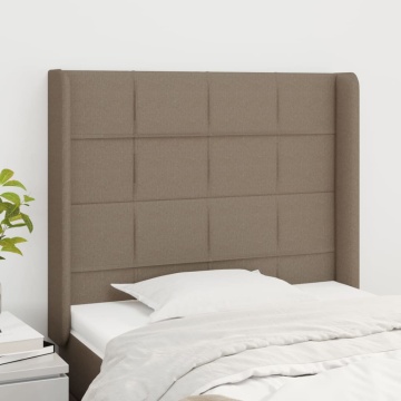 Tăblie de pat cu aripioare gri taupe 103x16x118/128 cm textil - Img 1