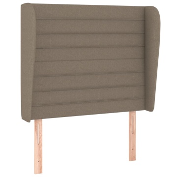 Tăblie de pat cu aripioare gri taupe 103x23x118/128 cm textil - Img 2