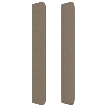 Tăblie de pat cu aripioare gri taupe 183x16x118/128 cm textil - Img 4