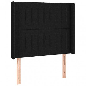 Tăblie de pat cu aripioare, negru, 103x16x118/128 cm, textil - Img 2