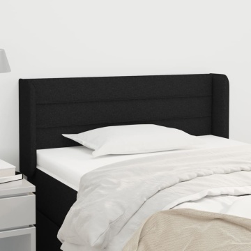 Tăblie de pat cu aripioare negru 103x16x78/88 cm textil - Img 1
