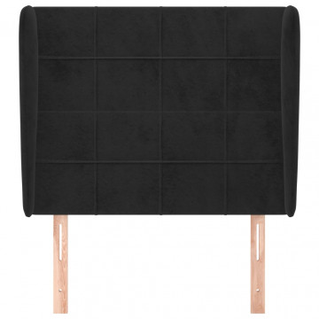 Tăblie de pat cu aripioare, negru, 103x23x118/128 cm, catifea - Img 3
