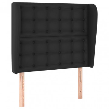 Tăblie de pat cu aripioare, negru, 103x23x118/128 cm, piele eco - Img 2