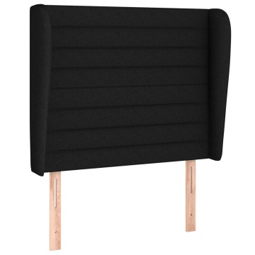 Tăblie de pat cu aripioare, negru, 103x23x118/128 cm, textil - Img 2