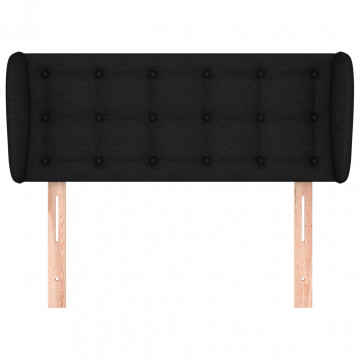 Tăblie de pat cu aripioare negru 103x23x78/88 cm textil - Img 3