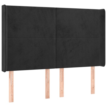 Tăblie de pat cu aripioare, negru, 147x16x118/128 cm, catifea - Img 2