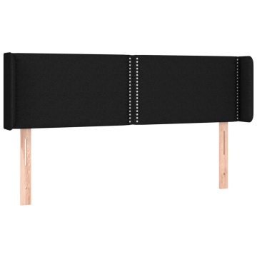 Tăblie de pat cu aripioare negru 147x16x78/88 cm textil - Img 2