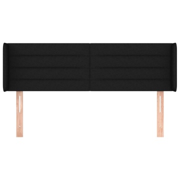 Tăblie de pat cu aripioare negru 147x16x78/88 cm textil - Img 3