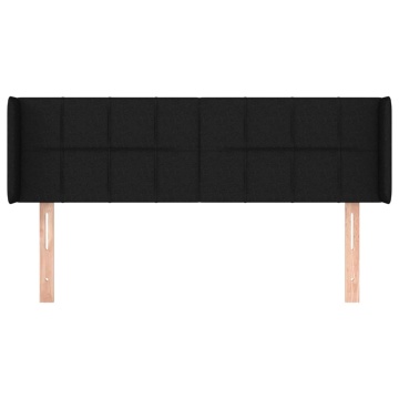 Tăblie de pat cu aripioare negru 147x16x78/88 cm textil - Img 3
