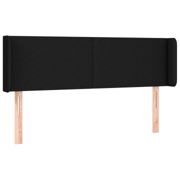Tăblie de pat cu aripioare negru 147x16x78/88 cm textil - Img 2