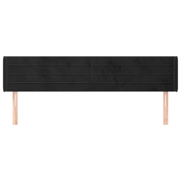 Tăblie de pat cu aripioare negru 163x16x78/88 cm catifea - Img 3