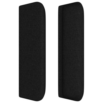 Tăblie de pat cu aripioare negru 183x16x78/88 cm textil - Img 4