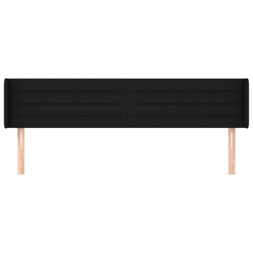 Tăblie de pat cu aripioare negru 203x16x78/88 cm textil - Img 3