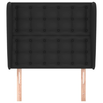 Tăblie de pat cu aripioare, negru, 83x23x118/128 cm, piele eco - Img 3