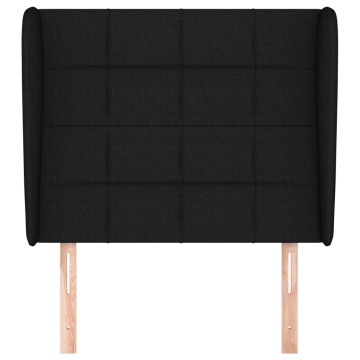 Tăblie de pat cu aripioare, negru, 83x23x118/128 cm, textil - Img 3