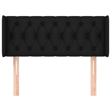 Tăblie de pat cu aripioare negru 93x16x78/88 cm textil - Img 3