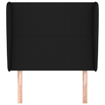 Tăblie de pat cu aripioare, negru, 93x23x118/128 cm, textil - Img 3