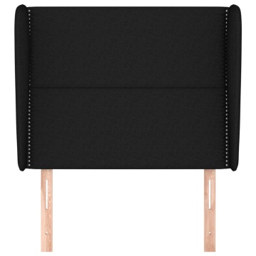 Tăblie de pat cu aripioare, negru, 93x23x118/128 cm, textil - Img 3