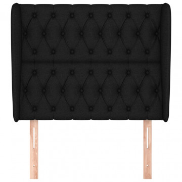 Tăblie de pat cu aripioare, negru, 93x23x118/128 cm, textil - Img 3