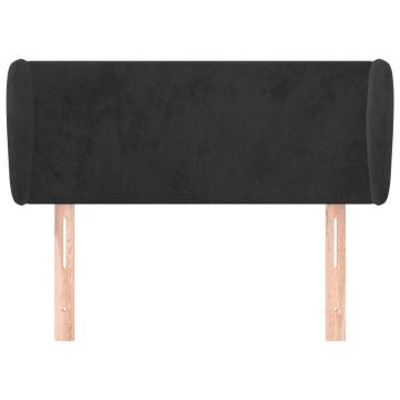 Tăblie de pat cu aripioare negru 93x23x78/88 cm catifea - Img 3