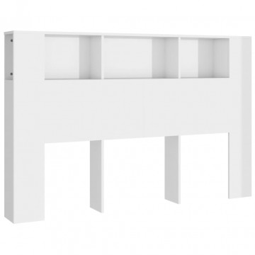 Tăblie de pat cu dulap, alb extralucios, 160x18,5x104,5 cm - Img 2
