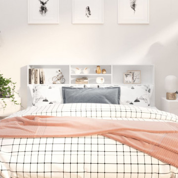 Tăblie de pat cu dulap, alb extralucios, 180x19x103,5 cm - Img 1