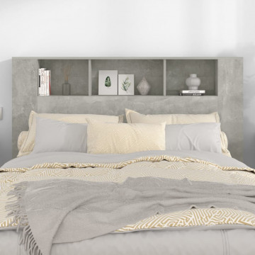 Tăblie de pat cu dulap, gri beton, 160x18,5x104,5 cm - Img 3