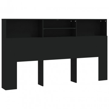Tăblie de pat cu dulap, negru, 180x19x103,5 cm - Img 1
