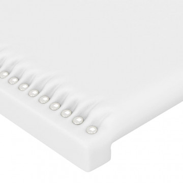 Tăblie de pat cu LED, alb, 100x5x118/128 cm, piele ecologică - Img 6