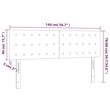 Tăblie de pat cu LED, alb, 144x5x78/88 cm, piele ecologică - Img 5