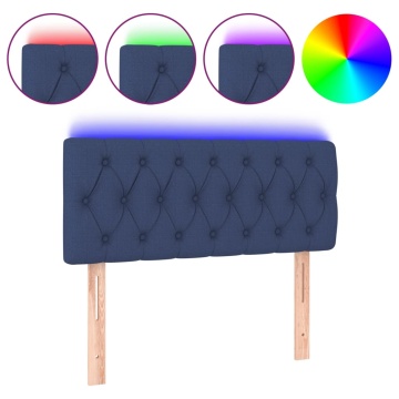 Tăblie de pat cu LED, albastru, 100x7x78/88 cm, textil - Img 2