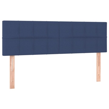 Tăblie de pat cu LED, albastru, 144x5x78/88 cm, textil - Img 4