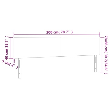 Tăblie de pat cu LED, albastru, 200x5x78/88 cm, textil - Img 5