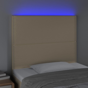 Tăblie de pat cu LED, crem, 100x5x118/128 cm, textil - Img 3